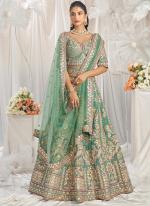 Tissue Sea Green Wedding Wear Sequins Work Lehenga Choli